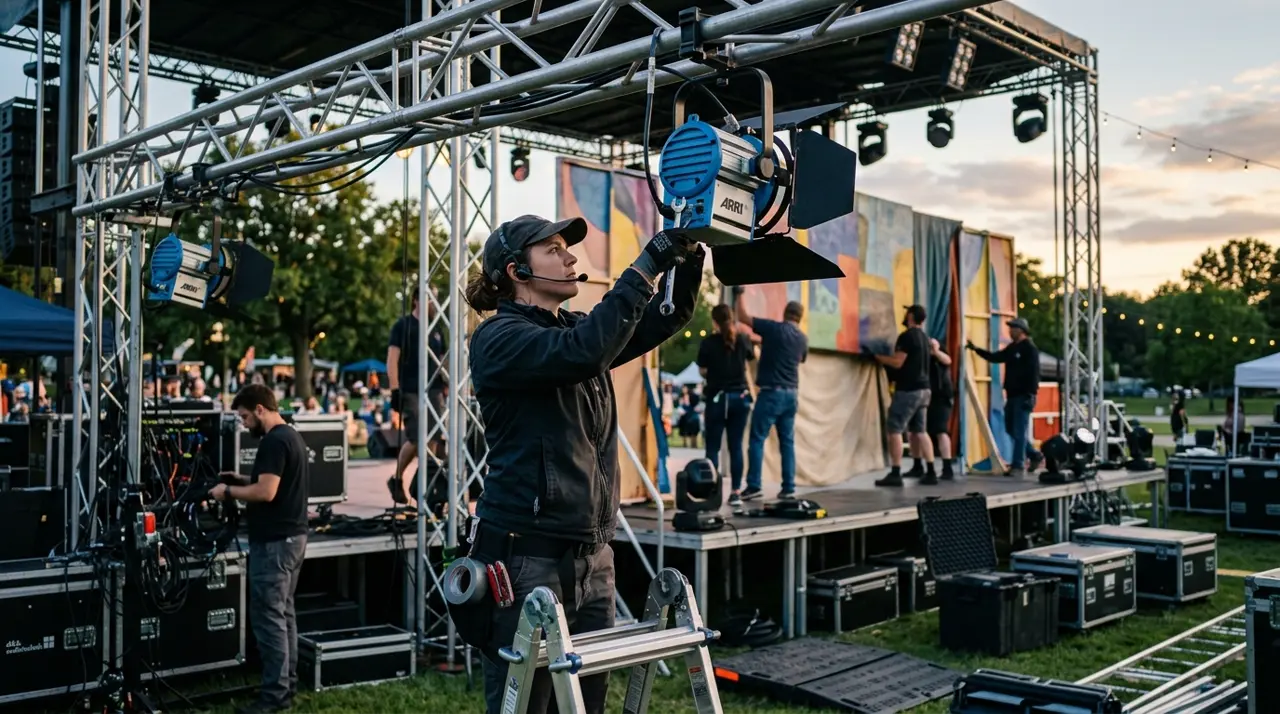 Installation technique scénique en plein air